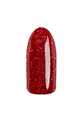 Ruby red combination showing EzFlow TruMatch Color Duos Shoes Gone Missing nail polish's finish on artificial nail